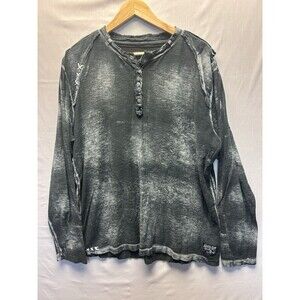 Affliction Live Fast Henley Shirt Size XL Charcoal Gray Mineral Wash Long Sleeve